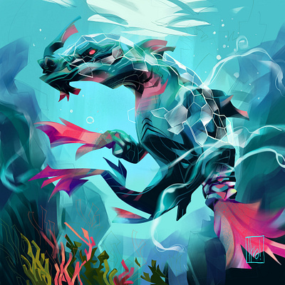 Plesiosplash 🦕💦 concept art disosaur fantasy creature illustration inktober monster art monster design underwater life