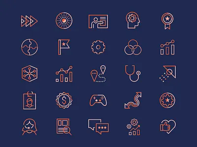 Officium Iconography blue brand branding design graphic design icon iconography mark orange simple symbol ui vector