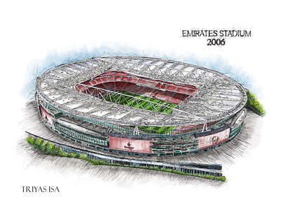 Emirates Stadium ball building colorful football illustration line line art scribble scribbleart sketch soccer sport sports stadium