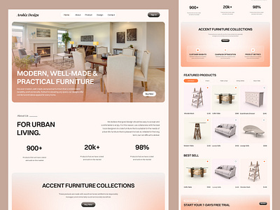 Furniture eCommerce Website Design chair e commerce furniture website ecommerce ecommerce landing page freelance furniture furniture landingpage furniture store homedecor furniture store interior shopify shopify store shopify theme sofa ui design ux web ui web ux website