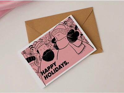 Illustrated festive cards - Locke hotels guests graphic design illustration