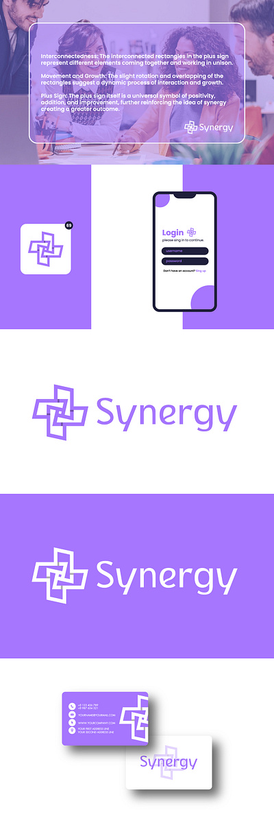 synergy logo app icon design brand identity branding buissnes card graphic design illustration login page design logo logo design mobile app synergy icon synergy logo user interface