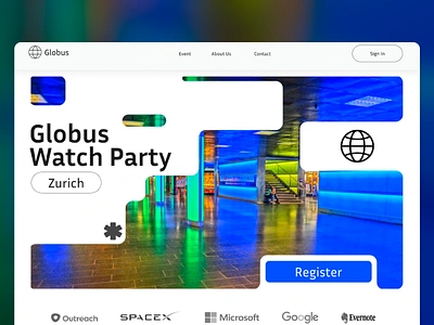 Globus Watch Party Promotional Webpage event evernote google graphic design microsoft networking outreach promotional registration spacex technology ui ui design ux watch party web design web page web ui web ux website