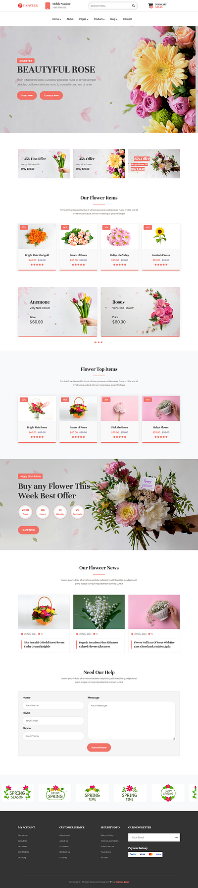 Floweer - Flower & Florist Shop HTML Template animation branding design flat illustration minimal typography ui website