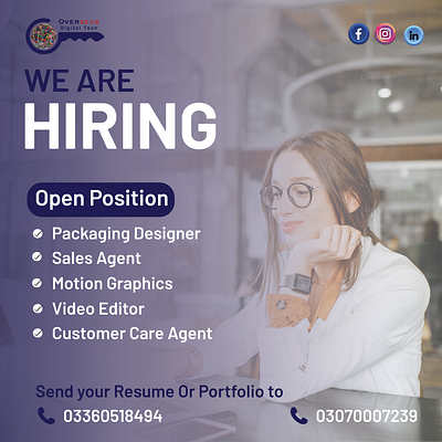 Hiring Post branding design graphic design hiring post illustration illustrator logo photoshop poster poster design poster designs social media post ui