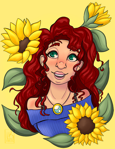 Sunflower Portrait Variants digital art illustration portrait