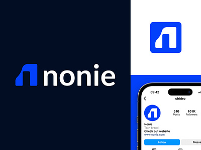 Nonie - Tech Logo Design ai branding identity logo logo design logo designer logodesign logotype n icon n logo saas software startup tech technology