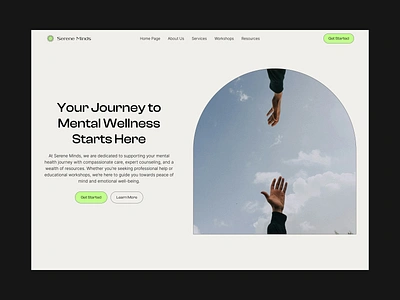 Serene Minds Website Hero ui design ux ui uxui design visual design webdesign