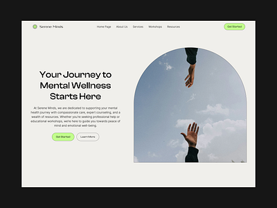 Serene Minds Website Hero ui design ux ui uxui design visual design webdesign