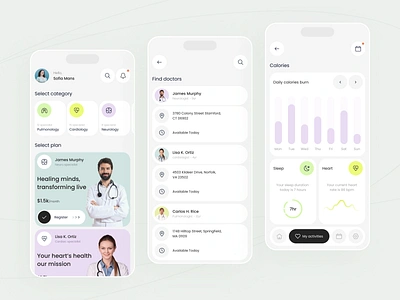 Healthcare Mobile App app app design clinic doctor find doctor health healthcare healthcare app hospital medical medical app medical healthcare medicine minimal mobile mobile app treatment ui user interface wellness app