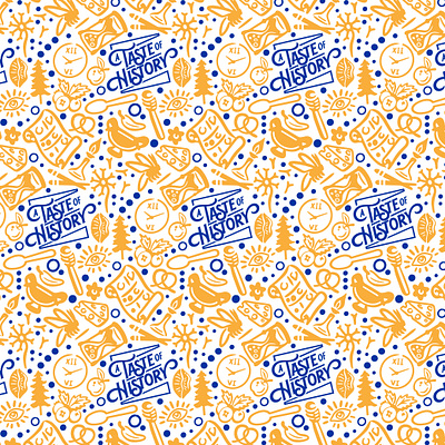 Taste of History Repeat Pattern brand design brand identity branding design drawing grapphic design history icons identity design illustration lettering packaging packaging design pattern pattern design repeat pattern seamless pattern taste type typography