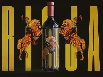 Rioja - Wine Label Design bold branding design graphic design horse illustration label logo minimal modern neon photoshop red spain wine wine design wine designer wine label wine packaging yellow