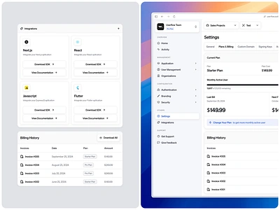 Authx SaaS: Plan & Billing animation billing component dashboard design graphic design motion graphics plan pricing saas ui uidesign ux uxdesign uxerflow web web app web design website