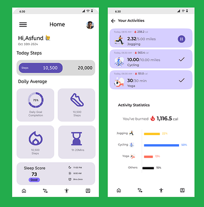 Fitness Tracking app UI/UX design branding design fitness app ui design fitness tracking app ui design product design ui ui design ui design sample ui ux design uiux design ux design