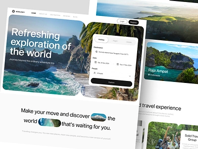 Worldsky - Travel Landing Page clean destination landing page travel travel agency travel landing page travel web traveling traveling landing page ui ui design ux vacation web design website