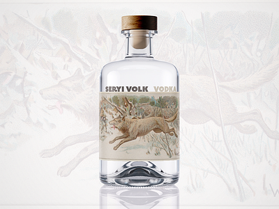 Seryi Volk Vodka - Spirit Label Design bottle branding design graphic design grey illustration label packaging photoshop russia russian spirit stipple vintage vodka vodka design vodka label vodka packaging wolf