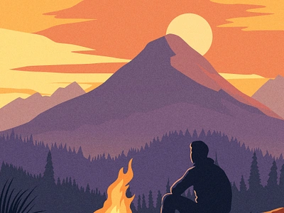 Campfire alone campfire camping landscape mountain nature sunset