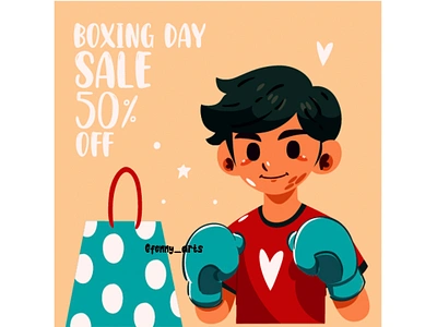 Hand Drawn Boxing Day Sale Illustration boxing customer day deals discount event gift holiday items media offer online prices promotion sale sales seasonal shoppers shopping store