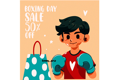 Hand Drawn Boxing Day Sale Illustration boxing customer day deals discount event gift holiday items media offer online prices promotion sale sales seasonal shoppers shopping store