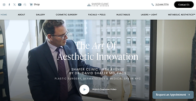 Shafer Clinic | Plastic Surgery NYC Website aesthetics creative dermatology design desktop dev doctor fresh medical mobile nyc plasticsurgery shafer ui ux video website wellness