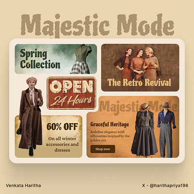 1940's Bento Grid bentogrid dailyui dailyuichallenge design fashionbrand figma gratitude oldfashion retrotheme ui uxuidesigner