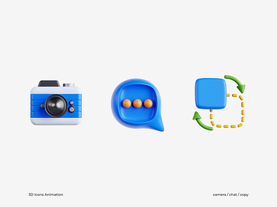 3D Icon Animation 3d 3d animation blender blue camera animation chat animation clean copy animation icon icon set icons interface simple ui ui animation