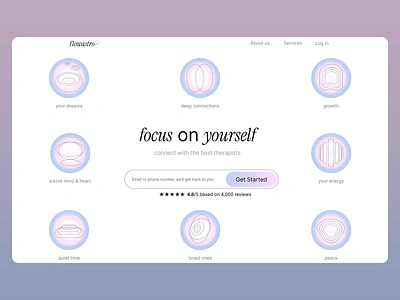 Flowastro therapy services : website design anxiety relief counseling deep connections design kind mind heart meditation mental health online therapy personal grwoth psychological services quiet time self care stress management therapists therapy platform ui ui design ux ux design welness