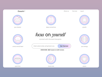 Flowastro therapy services : website design anxiety relief counseling deep connections design kind mind heart meditation mental health online therapy personal grwoth psychological services quiet time self care stress management therapists therapy platform ui ui design ux ux design welness