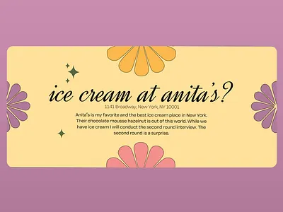 Anita's ice cream shop poster design 1141 broadway anitas chocolate mousse design dessert hazelnut ice cream ice cream parlor interview location new york nyc ice cream poster surprise sweets treat ui ui deisgn ux ux design