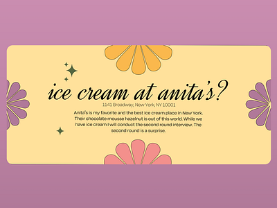 Anita's ice cream shop poster design 1141 broadway anitas chocolate mousse design dessert hazelnut ice cream ice cream parlor interview location new york nyc ice cream poster surprise sweets treat ui ui deisgn ux ux design