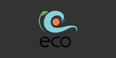 'ECO' in natural elements_ plants_ sea wave_ sun eco logo eco sign logo