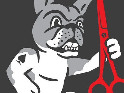 Acer Edge Mascot animal branding bulldog design dog french bulldog frenchie graphic design identity illustration knife logo mascot running scissors sharpening shear