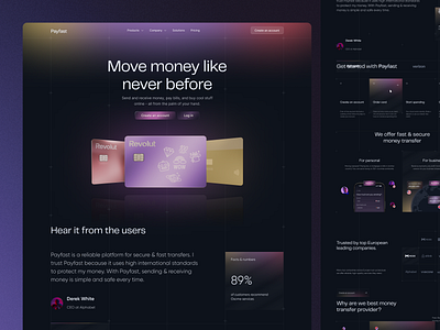 Finance Service Landing Page b2b dark theme digital banking finance finance landing page finance management finance website financial financial website fintech web design fintech website money management online banking payment payment system saas ui design uiux design wallet