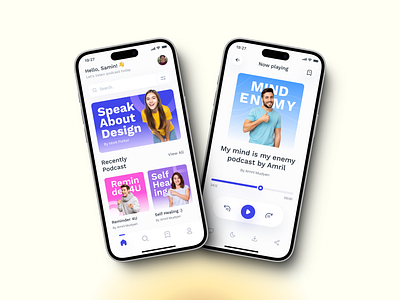 Podcast Mobile App app application apps clean design concept design episodes interface live streaming app mobile app mobile application mobile design player podcast podcast ui product streaming app ui uiux ux