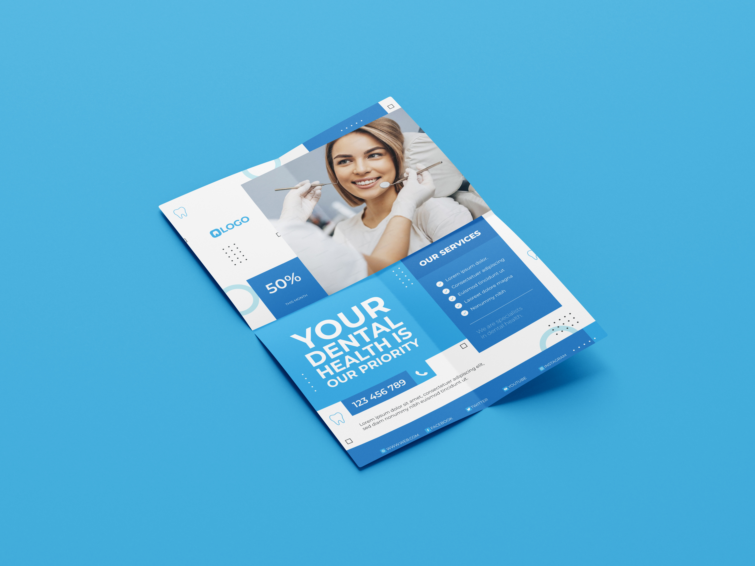 Dental health care is our priopity ! brochure brochure design clinic dental dental care dental health dentist dentistry doctor flyer flyer design graphic design healthcare print design tooth care treatment