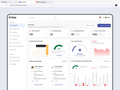 Glide Movers & Truck - Admin Dashboard admin pannel dashboard dashboard design delivery dashboard filllo filllodesign glide dashboard moving service on demand service saas web design