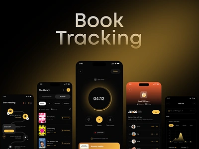 Book tracker app app design application book challenge design journey library reading stats tracking ui ux