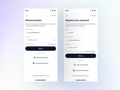 Login & Register Account UI | Login & Sign Up UI app design design login login ui mobile app product design register account ui sign in ui sign up ui ui uiux web design