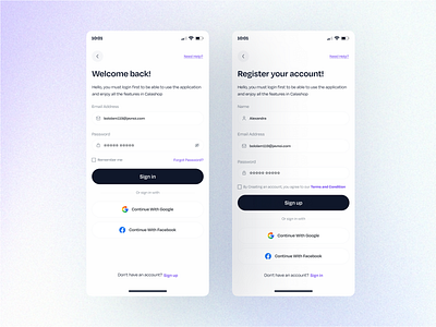 Login & Register Account UI | Login & Sign Up UI app design design login login ui mobile app product design register account ui sign in ui sign up ui ui uiux web design