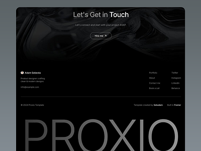 PROXIO - PORTFOLIO WEBSITE clean design dark theme design designer portfolio freelance designer modern design portfolio portfolio website product designer project template ui ui design ux ux design web design web developer web ui web ux website template