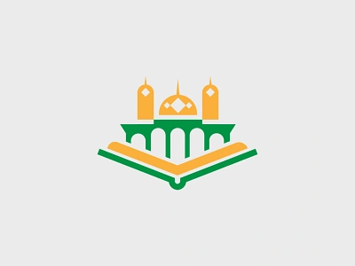 Mosque Alquran Logo alquran book branding diamond dome faith gabuu gabuudesign gold graphic design green illustration line lines logo mosque muslim negative space pray religion