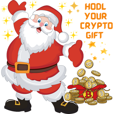 Santa giving Crypto coins graphic design