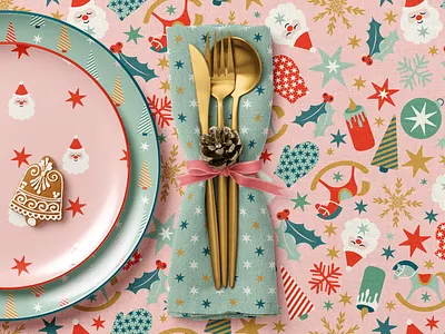 Retro Christmas pattern collection whimsical