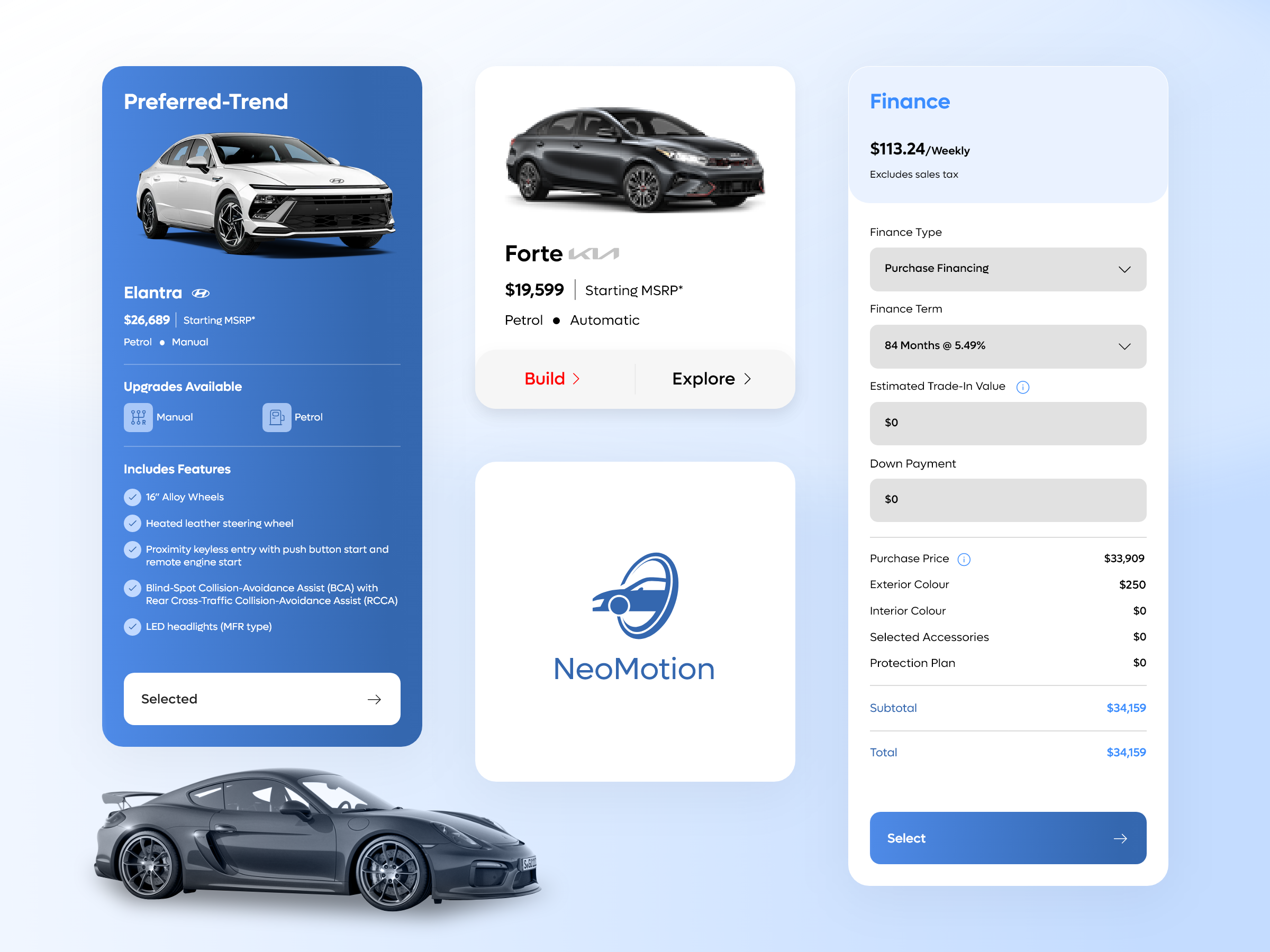 Example of Car Lease Platform Design - From Choose Car to Payment Options