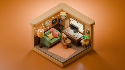 Cozy Room 3d 3dart 3dartist 3ddesign b3dm blender blender3d computer cozy cozyroom desktop pc room