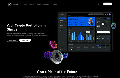 Crypto Landing Page bitcoin bond chart crypto cryptocurrency currency dashboard ethereum finance investment landing landingpage stock ui visualdesign