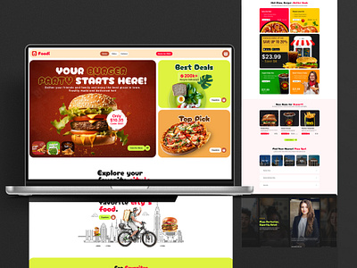 Foodi Landing Page! 3d animation branding food food app food delivery food industry food landing page food website graphic design logo motel motion graphics resort ui