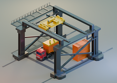 The Shipping Port 3d 3d modelling blender container grey modelling orange red shipyard stylized supply truck ux