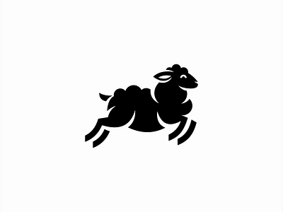 Jumping Sheep Logo animal branding design emblem entertainment farm geometric icon identity illustration jumping kids lamb logo mark playful sheep symbol vector