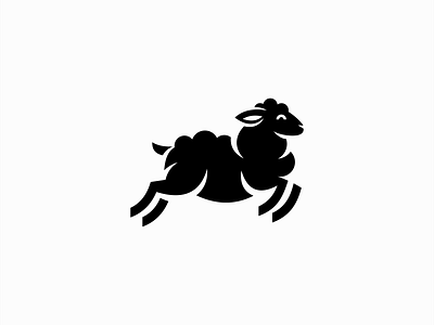 Jumping Sheep Logo animal branding design emblem entertainment farm geometric icon identity illustration jumping kids lamb logo mark playful sheep symbol vector